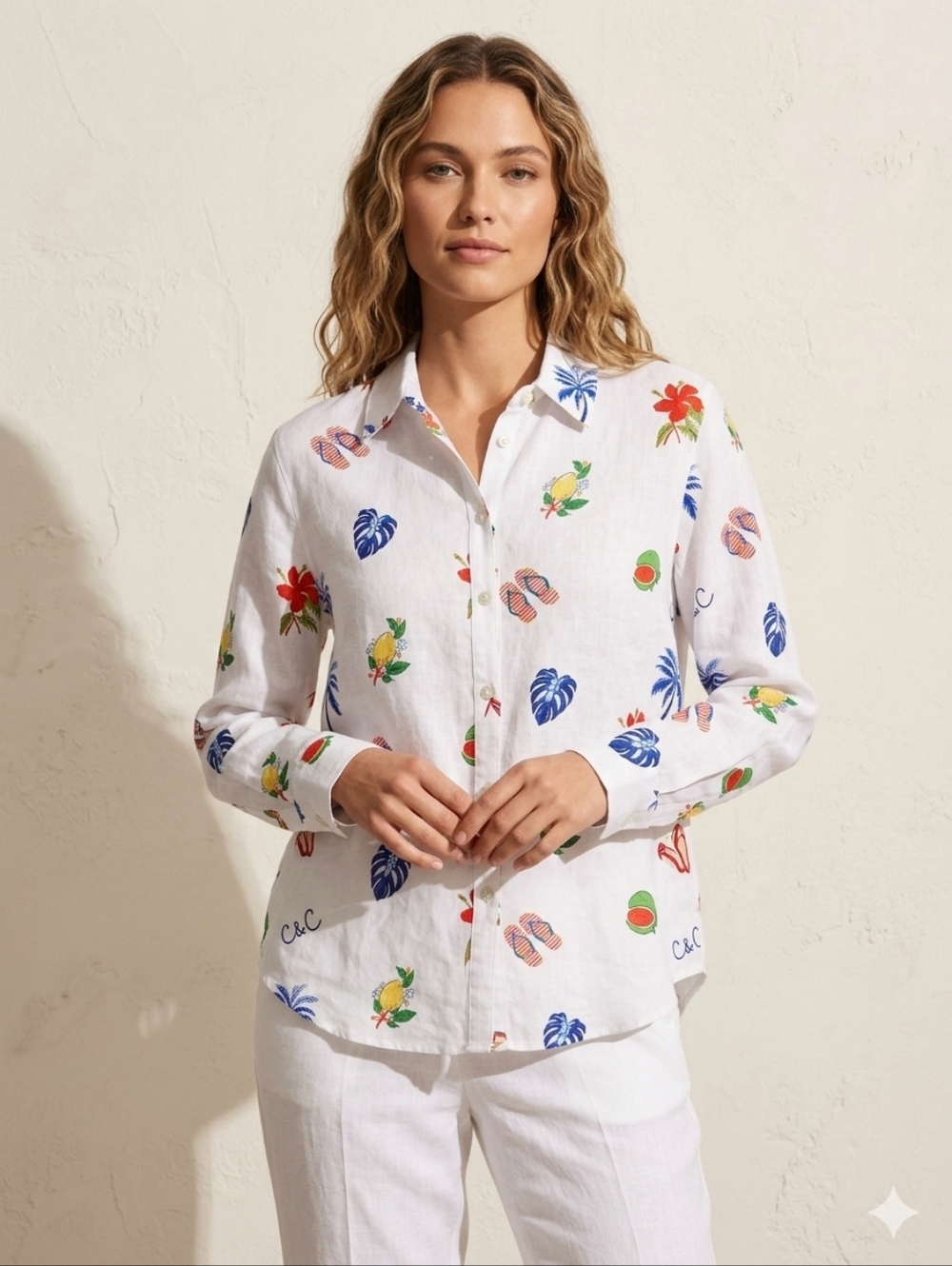 C&C California LINEN Woman's Button Down Size Large